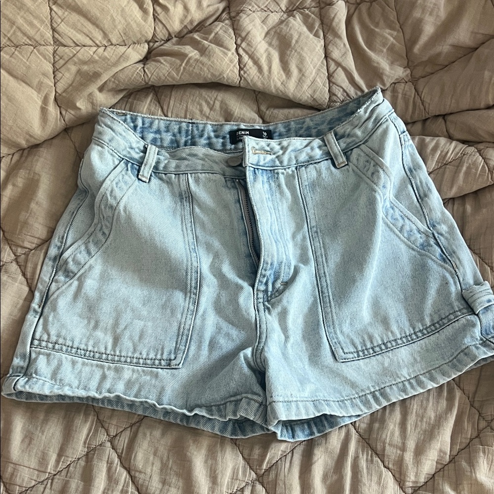 Glassons Light Blue Cargo Jean Shorts
